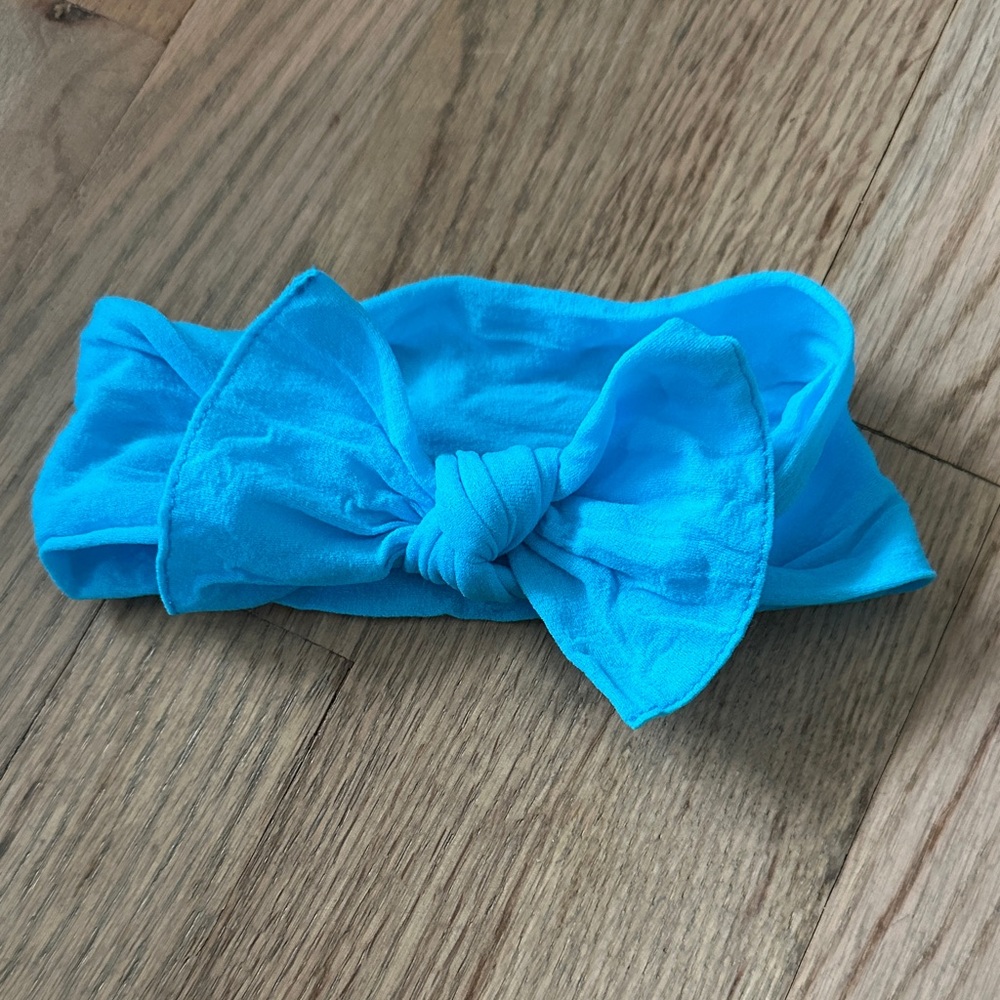 Neon Blue Kids Bow Headband
